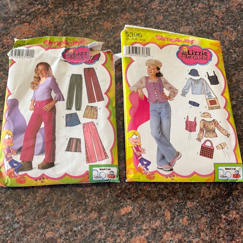 Vintage LIZZIE McGUIRE Sewing Patterns~Lot of 2